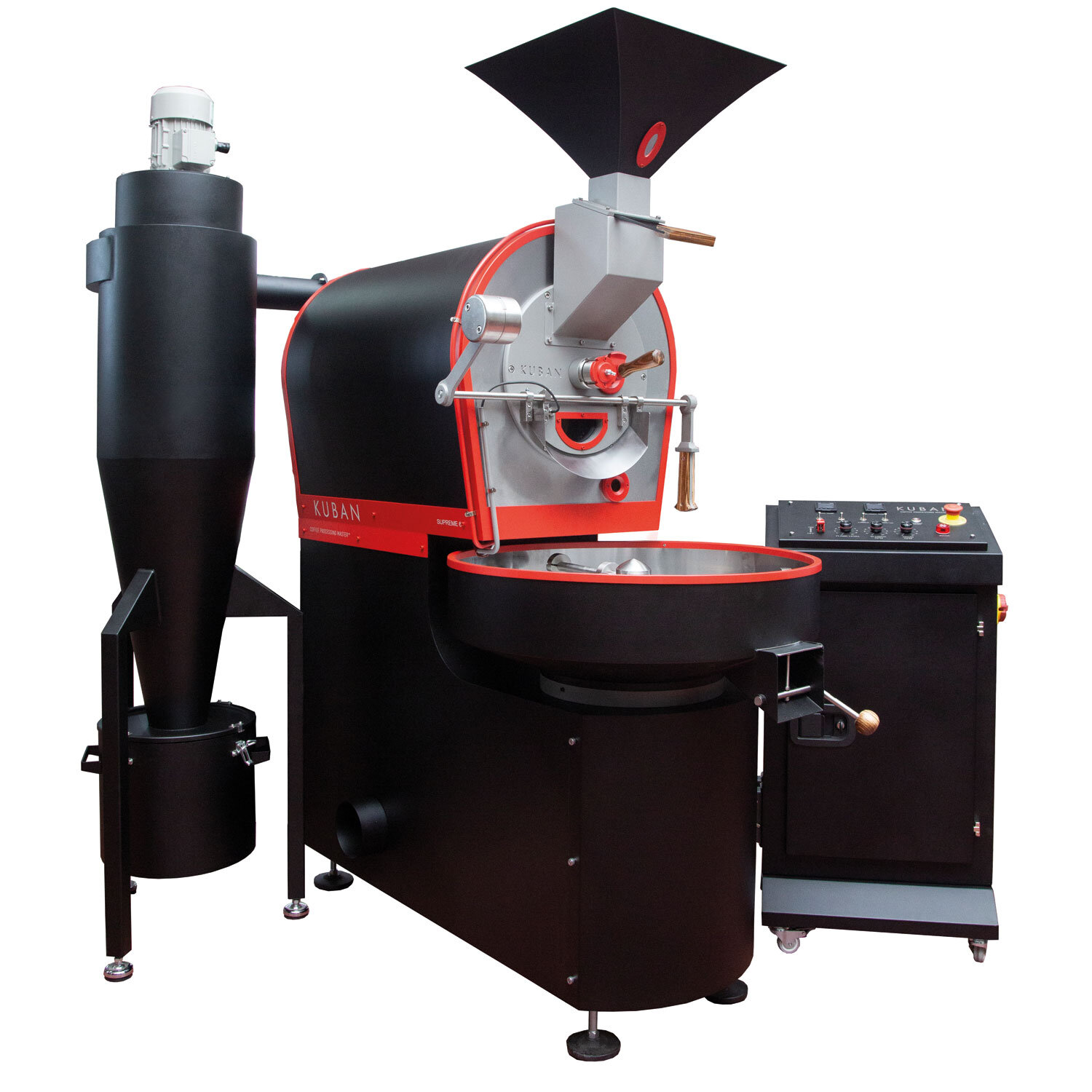Supreme 6 Coffee Roaster, Professional Coffee Roasting, User-Friendly Design, Roast Masters, Precision Roasting, Kuban Roast Manager, Consistent Quality, User-Centric Innovation, Smart Roasting Technology, Batch Replication, Adjustable Drum Speed, Proportional Flame Level Adjustment, Volumetric Airflow Control, Efficiency in Coffee Roasting, Low Noise Control, Energy Efficiency, Lower Operating Costs, In-House Software, Roasting Process Management, Supreme Series Excellence